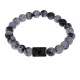 Браслет Стрелец (Шунгит) с нат.камнем Снежный обсидиан 8мм BSZE06-09