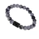 Браслет Стрелец (Шунгит) с нат.камнем Снежный обсидиан 8мм BSZE06-09