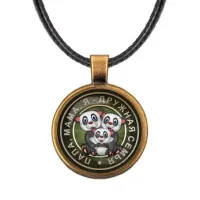 Кулон со шнурком Папа, мама, я - дружная семья ALKF0167