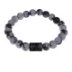 Браслет Водолей (Шунгит) с нат.камнем Снежный обсидиан 8мм BSZE06-11