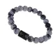 Браслет Водолей (Шунгит) с нат.камнем Снежный обсидиан 8мм BSZE06-11