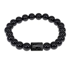 Браслет Козерог (Шунгит) с нат.камнем Чёрный агат 8мм BSZE06-22