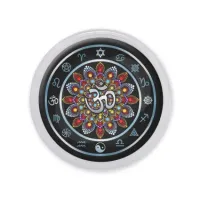 Акриловый магнит d.56мм Мандала Ом MAF0188