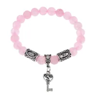 Рунический браслет-амулет Долгожданное счастье с нат. камнем Розовый кварц BSRA-102