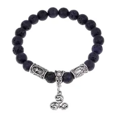 Рунический браслет - амулет Непрушимая мощь с нат.камнем Лава BSRA-109