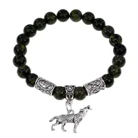 Рунический браслет-амулет Победа всегда и везде с нат.камнем Змеевик BSRA-110