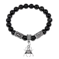 Рунический браслет - амулет Накопление богатства с нат.камнем Черный агат BSRA-112