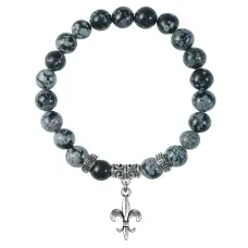 Браслет Королевская лилия (достоинство, власть, успех), Снежный обсидиан BSP-19-04