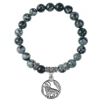 Браслет Волк (защита, сила, победа), Снежный обсидиан BSP-19-07