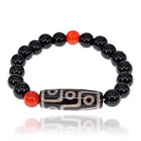 Браслет с бусиной Дзи 9 глаз, натуральный агат BSDZ-032