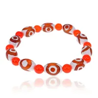 Браслет с бусинами Дзи 3 глаза, цвет красный BSDZ-034