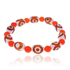 Браслет с бусинами Дзи 3 глаза, цвет красный BSDZ-034