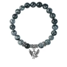 Браслет Орел (защита, сила, победа), Снежный обсидиан BSP-19-24