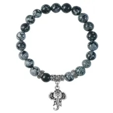 Браслет Слон (мудрость, сила, долголетие), Снежный обсидиан BSP-19-26