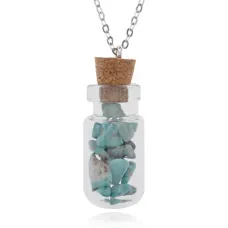 Кулон с камнем бирюза, цепочкой и картонным подвесом BJK295-2