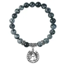 Браслет Подкова (Счастье), Снежный обсидиан BSP-19-31