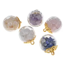 Кулон Шар с натуральным камнем в ассортименте BJK294