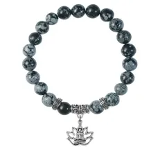 Браслет Лотос (гармония и развитие), Снежный обсидиан BSP-19-2064