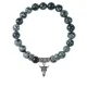 Браслет Череп быка (сила, мужество, защита), Снежный обсидиан BSP-19-2076