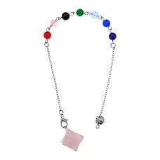 Маятник 7 Чакр Меркаба, 22см, розовый кварц BLK030-2