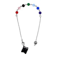 Маятник 7 Чакр Меркаба, 22см, черный агат BLK030-5