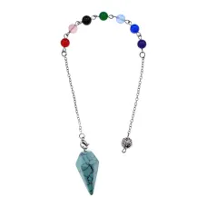 Маятник 7 Чакр Кристалл, 22см, бирюза BLK031-1