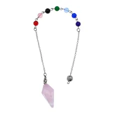 Маятник 7 Чакр Кристалл, 22см, розовый кварц BLK031-3