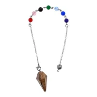 Маятник 7 Чакр Кристалл, 22см, коричневая яшма BLK031-5