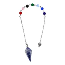 Маятник 7 Чакр Кристалл, 22см, содалит BLK031-6