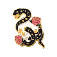 Значок Змея, Череп и Цветы, 3х2см ZN093
