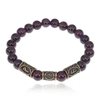 Рунический браслет - амулет Покровительство, власть с нат.камнем Аметист BSRA-002