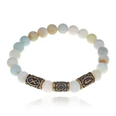 Рунический браслет-амулет Поправка здоровья с нат.камнем Амазонит BSRA-004