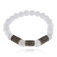 Рунический браслет-амулет Творческие достижения с синт. камнем Сахарный кварц BSRA-005