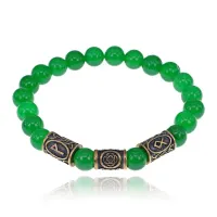 Рунический браслет-амулет Чудесное выздоровление с нат. камнем Нефрит BSRA-006