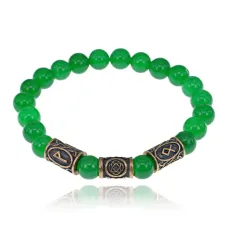 Рунический браслет-амулет Чудесное выздоровление с нат. камнем Нефрит BSRA-006