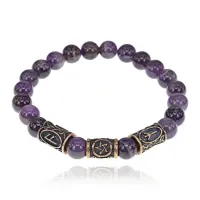 Рунический браслет - амулет Успехи в магии с нат.камнем Аметист BSRA-009