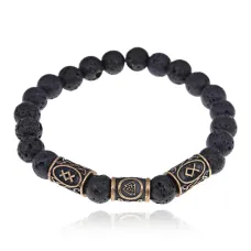 Рунический браслет - амулет Воплощение задуманного с нат.камнем Лава BSRA-011