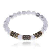 Рунический браслет - амулет Развитая интуиция с нат.камнем Кахолонг BSRA-014