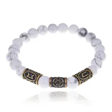Рунический браслет - амулет Развитая интуиция с нат.камнем Кахолонг BSRA-014