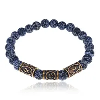 Рунический браслет-амулет Успешное творчество с нат.камнем Африканский агат BSRA-015