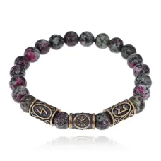 Рунический браслет - амулет Полная гармония с синт.камнем Цоизит BSRA-018