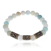 Рунический браслет - амулет Накопление богатства с нат.камнем Амазонит BSRA-020