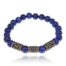 Рунический браслет - амулет Удачное завершение дела с нат.камнем Лазурит BSRA-026