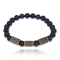 Рунический браслет - амулет Удача в любом начинании с синт. камнем Синий авантюрин BSRA-027