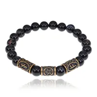 Рунический браслет - амулет Ведьмовской таланты с нат.камнем Черный агат BSRA-029