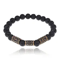 Рунический браслет - амулет Реализация задуманного с нат. камнем Лава BSRA-035