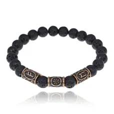 Рунический браслет - амулет Реализация задуманного с нат. камнем Лава BSRA-035