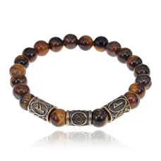 Рунический браслет - амулет Успешное обогащение с нат. камнем Тигровый глаз BSRA-036