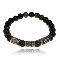 Рунический браслет - амулет Победа всегда и везде с нат.камнем Змеевик BSRA-038