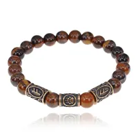 Рунический браслет - амулет Финансовая прибыль с нат.камнем Тигровый глаз BSRA-040